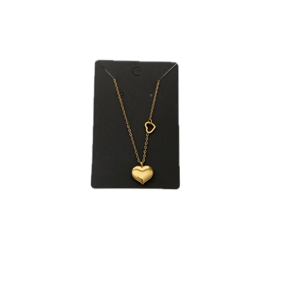 18k Gold Double Heart Necklace 16"- 18" - Picture 4 of 6